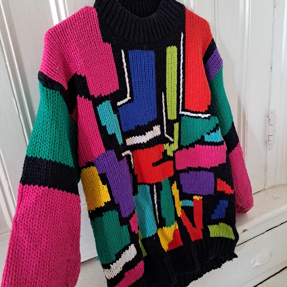 One Step Ahead Multicolor Abstract Sweater